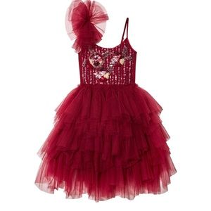 Tutu Du Monde Holiday Winterberry Tutu Dress - Crimson, size 6-7